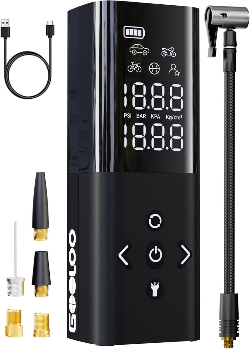 GOOLOO AP150 Tire Inflator Portable Air Compressor, 2X Faster 150PSI Cordless Air Pump for Car Tires with Auto-Shutoff, Portable Tire Pump with Digital Pressure Gauge for Car, Motorcycle,Bike, Ball - Image 1